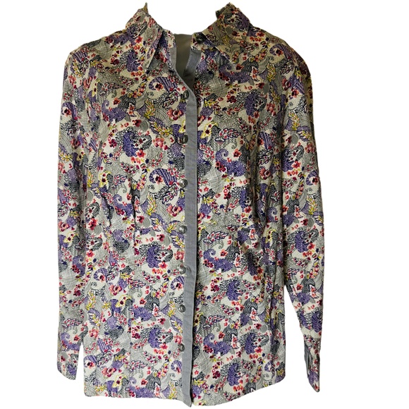 CJ Banks Tops - NWT Cj Banks Womens Purple Paisley Floral Long Sleeve ButtonUp Shirt 14W X